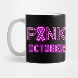 Pink October Neon Letters Mug